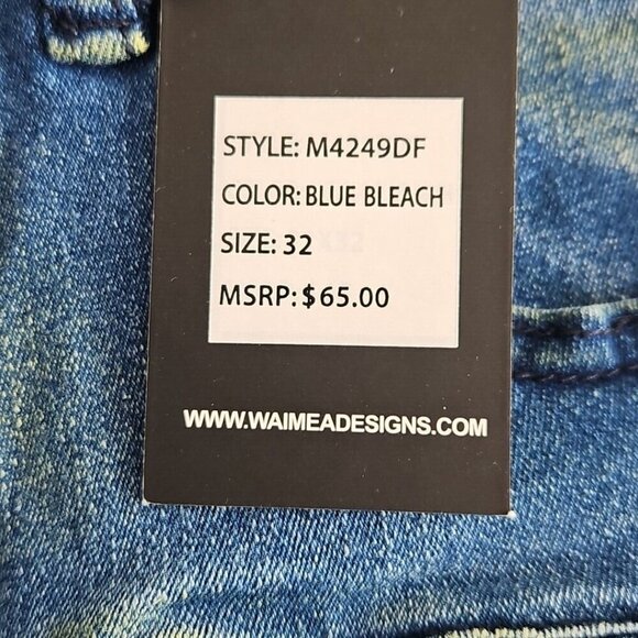 Waimea Jeans Men's Size W32 L32 Slim Fit Light Blue Moto Biker Y2K Style M4249DF - Picture 9 of 16
